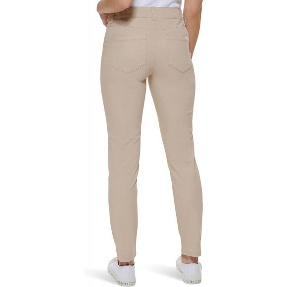 NWT Calvin Klein Womens Four-Pocket Twill Pants M2TKG249 14 Latte Brown - Picture 3 of 3